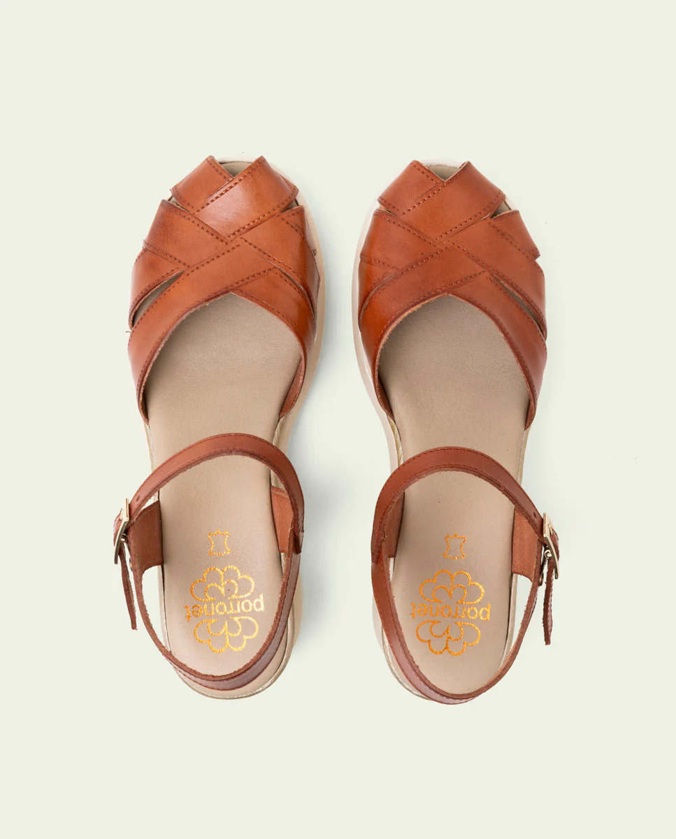 SANDALIA DE CUÑA DE PIEL EMILIA CUERO - Image 5