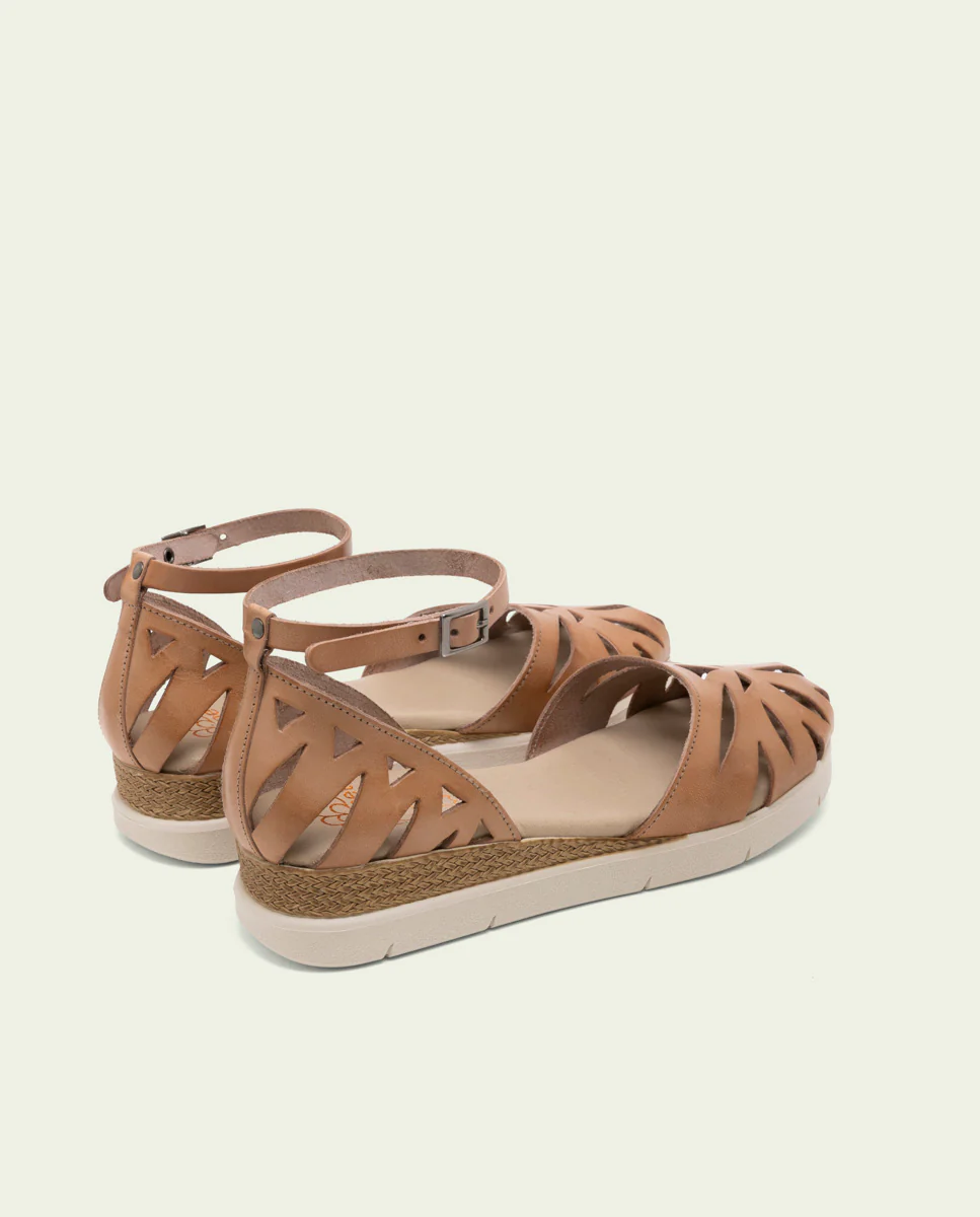 SANDALIA DE CUÑA DE PIEL FEDERICA TAUPE - Image 3