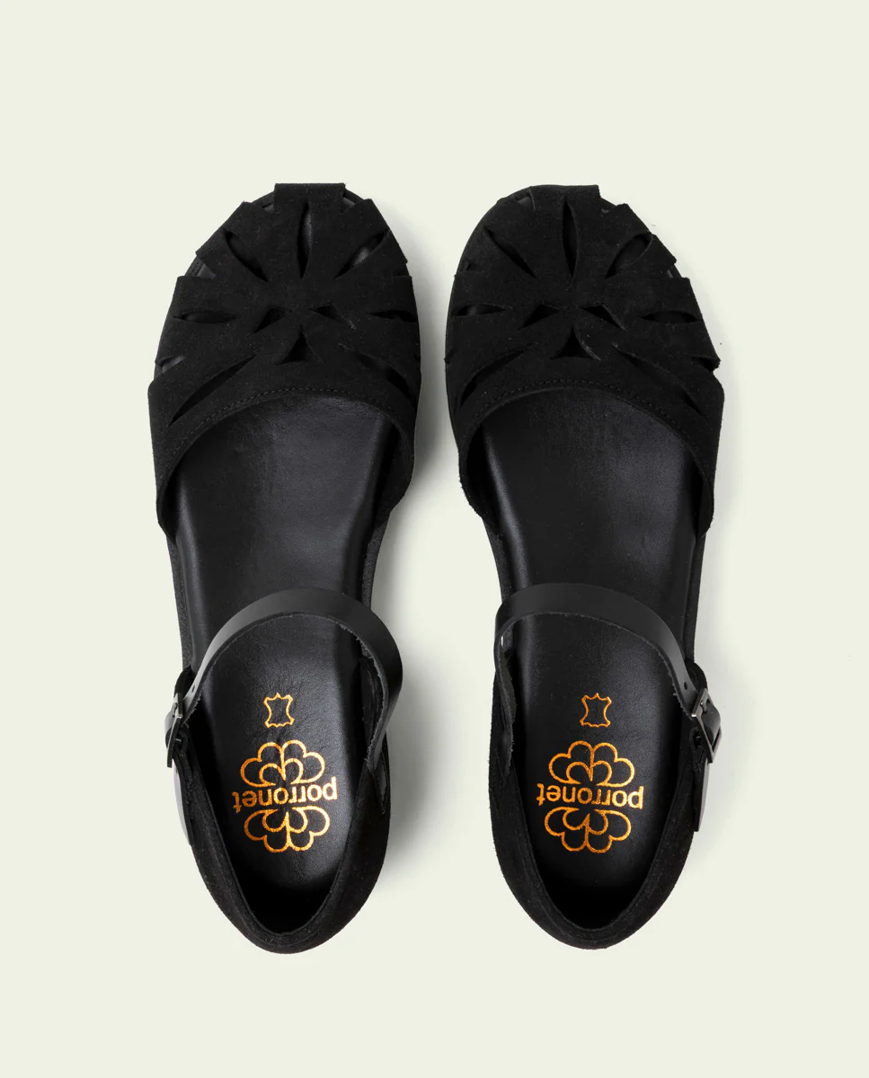 SANDALIA DE SERRAJE BRUNA NEGRO - Image 5