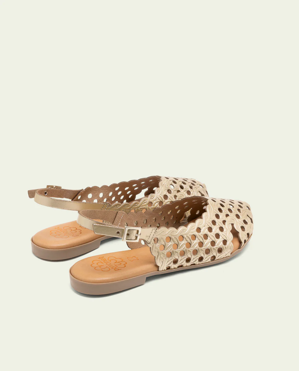 SANDALIA PLANA PIEL ÁGATA ORO - Image 3