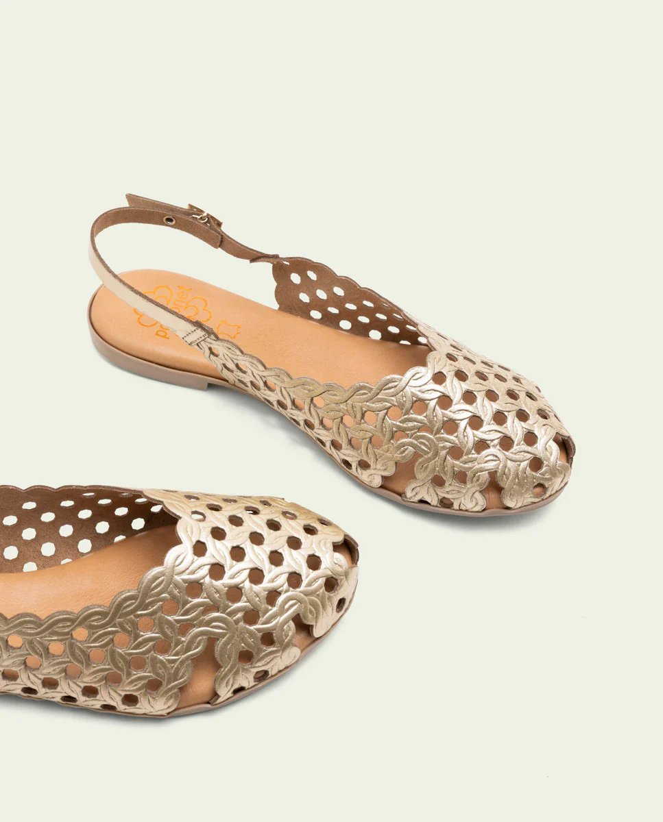 SANDALIA PLANA PIEL ÁGATA ORO - Image 4