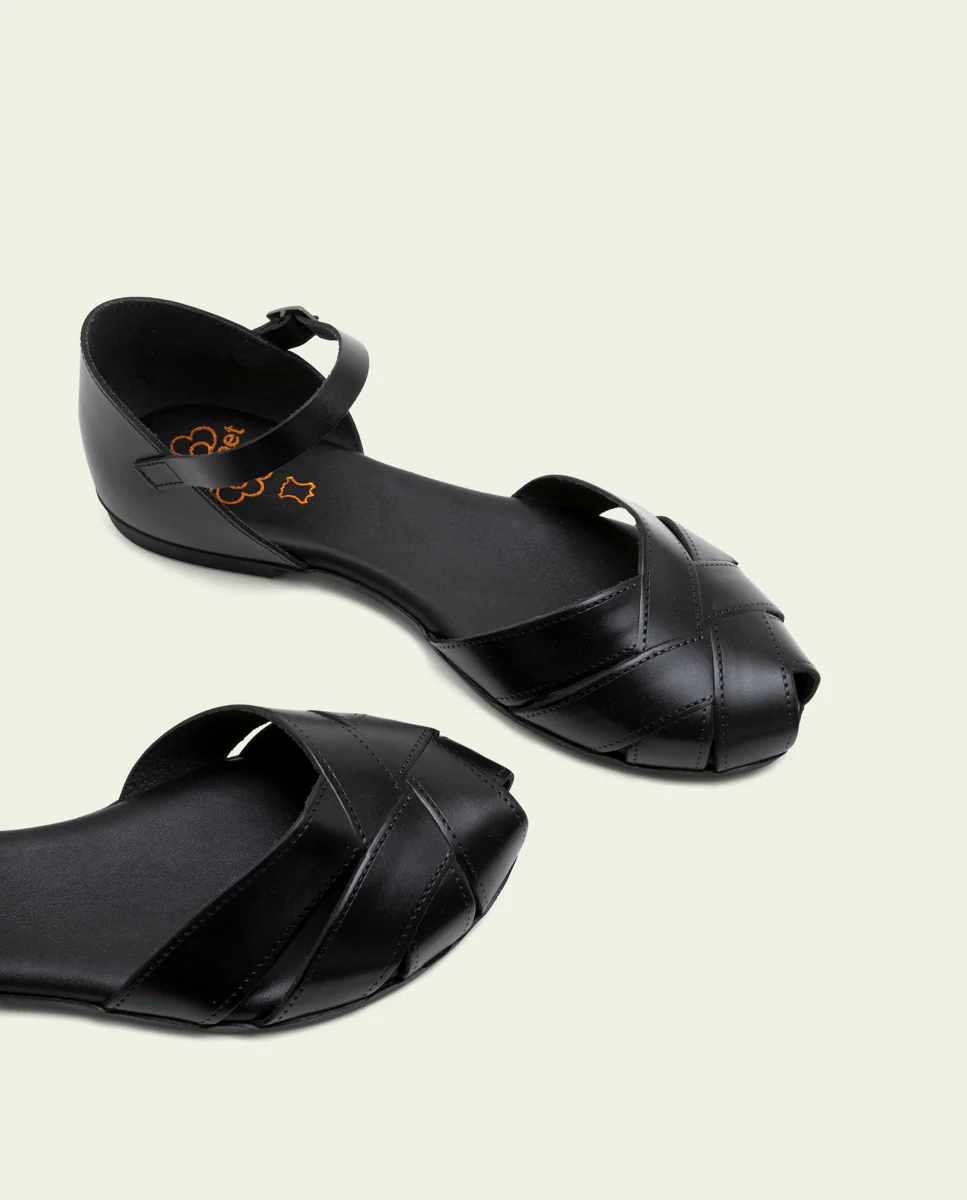 SANDALIA PLANA PIEL ALBA NEGRO - Image 4