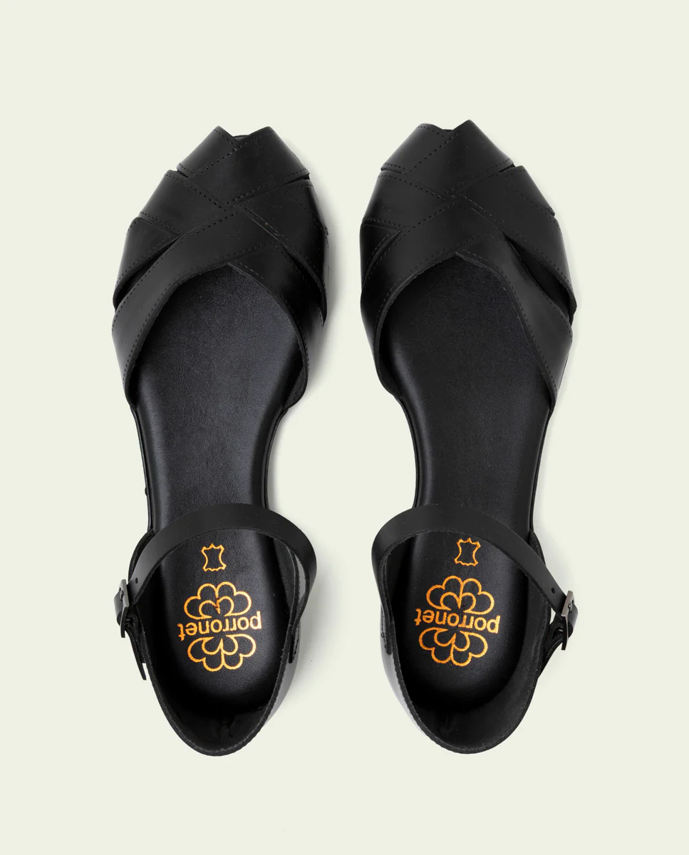 SANDALIA PLANA PIEL ALBA NEGRO - Image 5