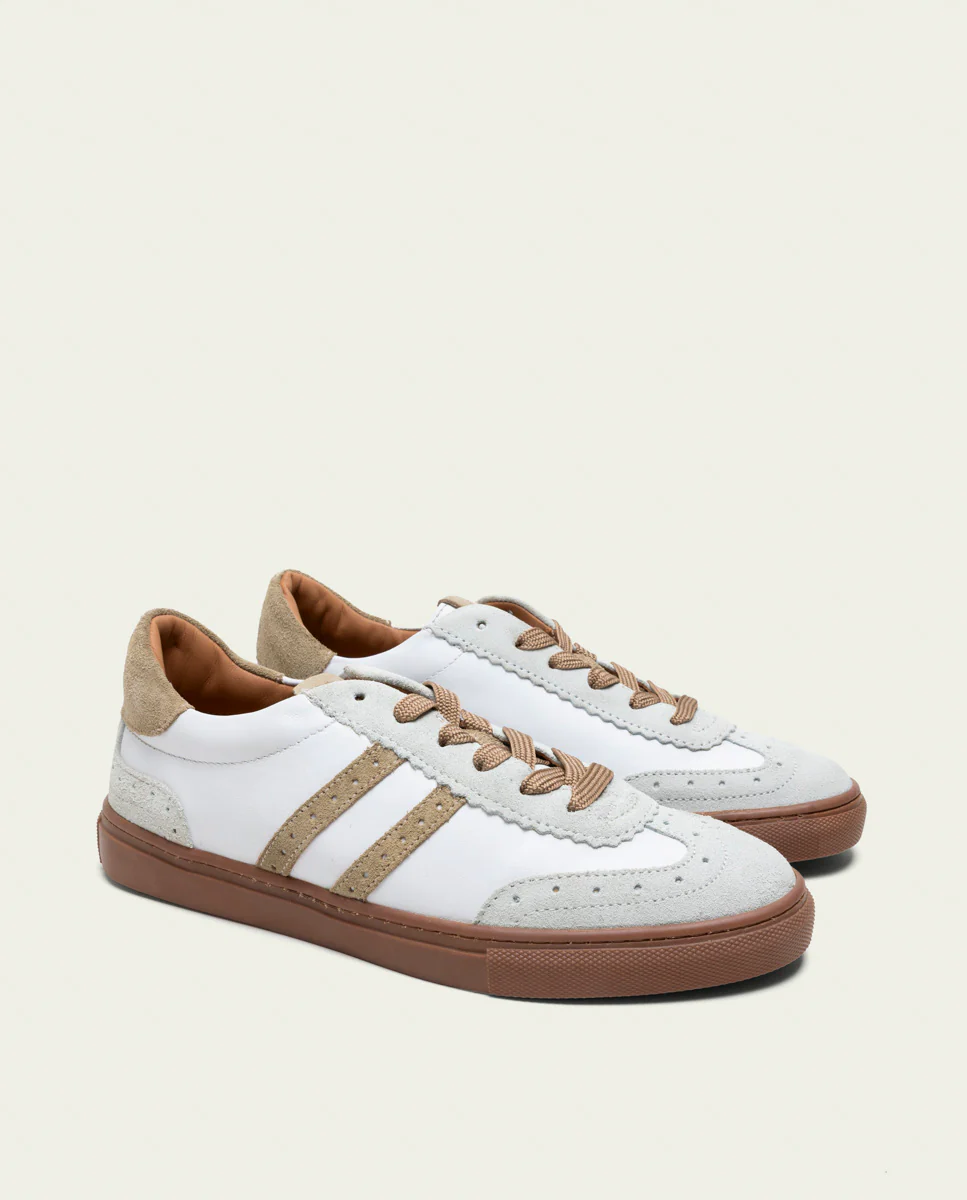 SNEAKERS DEPORTIVAS PIEL BLANCO Y BEIGE LONDRES - Image 3