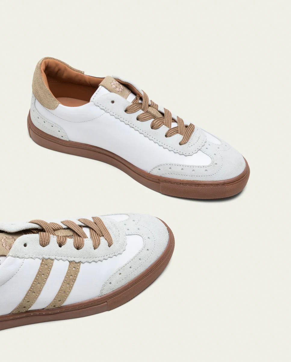 SNEAKERS DEPORTIVAS PIEL BLANCO Y BEIGE LONDRES - Image 5